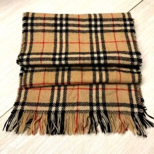 Vintage Burberry 100% Shetland Wool Plaid Scarf
